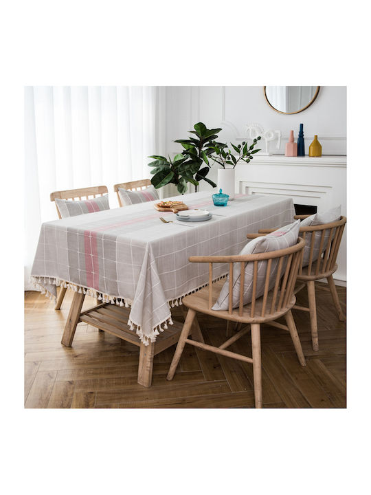 FRIPIA Linen Tablecloth With Multicolour Embroidery 140x220cm