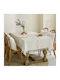 FRIPIA Leinen Tischdecke mit Gold Stickerei 120x160cm