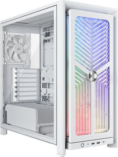 Corsair Frame 4000X RS Gaming Midi Tower Computer Case with Side Window and ARGB Lighting White