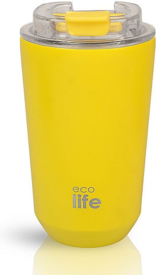 Ecolife Pahar Termos Oțel Inoxidabil / Aluminiu / Plastic Fără BPA 360ml Galben
