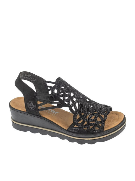 Rieker Women's Black Summer Platforms