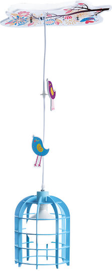 Aca Single-Light Kids Ceiling Pendant Light Made of Wood with E27 Socket Pink 20x80cm