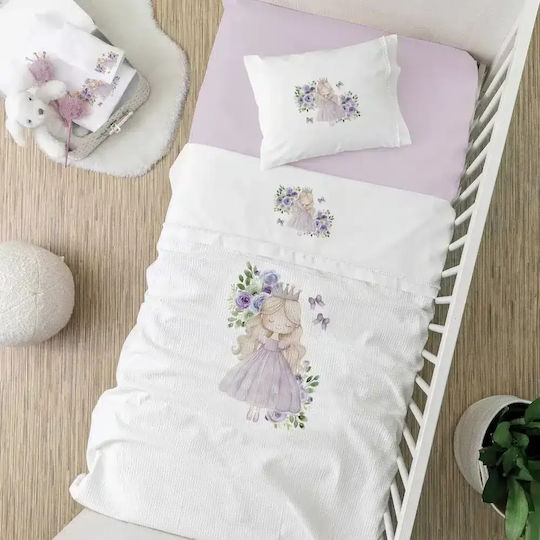 Borea Κουβέρτα Κούνιας Lily Πικέ Λευκή 110x140εκ.