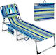 Costway Foldable Garden Sunbed Face and Arm Opening Adjustable Back Blue Striped 35–80 X 60 X 169–193 Cm Np13349tw