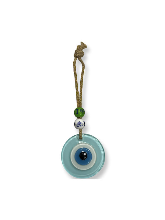 Hanging New Year's Lucky Charm Eye Light Blue Glass 7cm Hanging New Year's Lucky Charm Eye Light Blue Glass 7cm