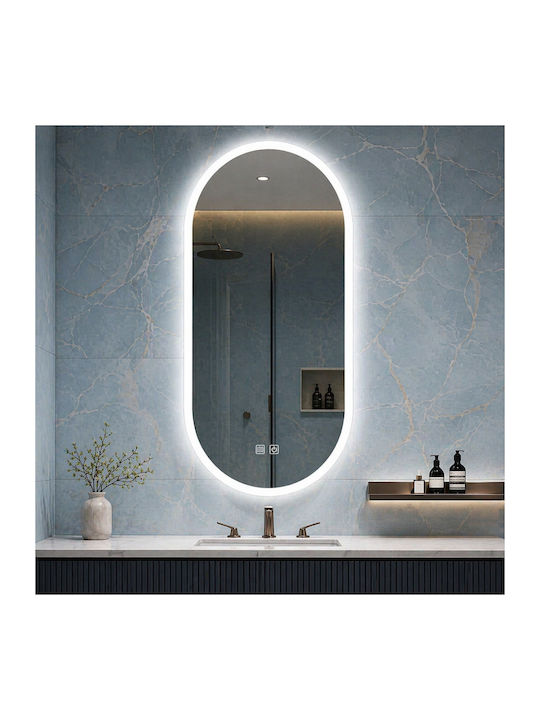 Futura Oglindă de Baie LED Ovală 50x80cm Sablare