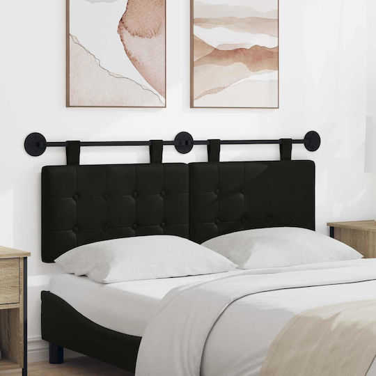 vidaXL Leather Bed Headboard Cushion Black 130x55cm