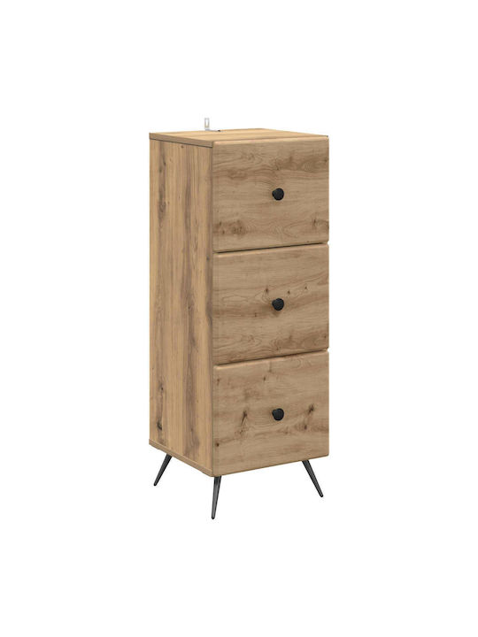 Wooden Storage Drawers with 3 Drawers L33xW34.5xH90cm