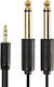 Cabletime Cable 6,3mm Stecker - 3,5mm Stecker 1,8m Studio- und Musikinstrumentenkabel AV310-17G-B1.8