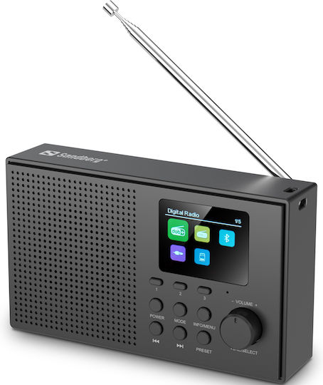 Sandberg Recharge Pocket Radio Rechargeable DAB+ with Bluetooth and USB Black