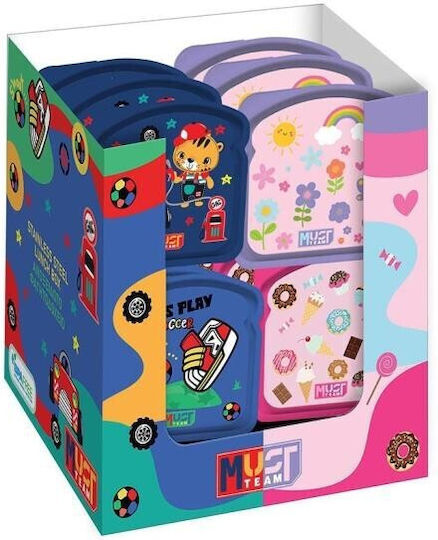 Must Team Plastic Kids' Food Container 0.4 Litre 12 x 12.5 x 3.6 cm Various Designs/Colours