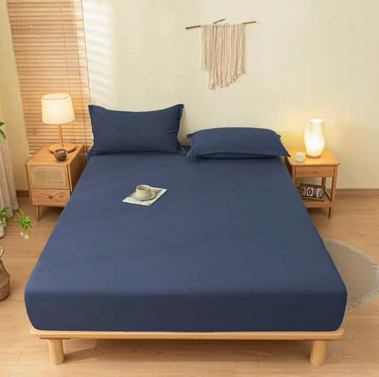 Lucktora Σεντόνι Διπλό 200x240εκ. Navy Μπλε