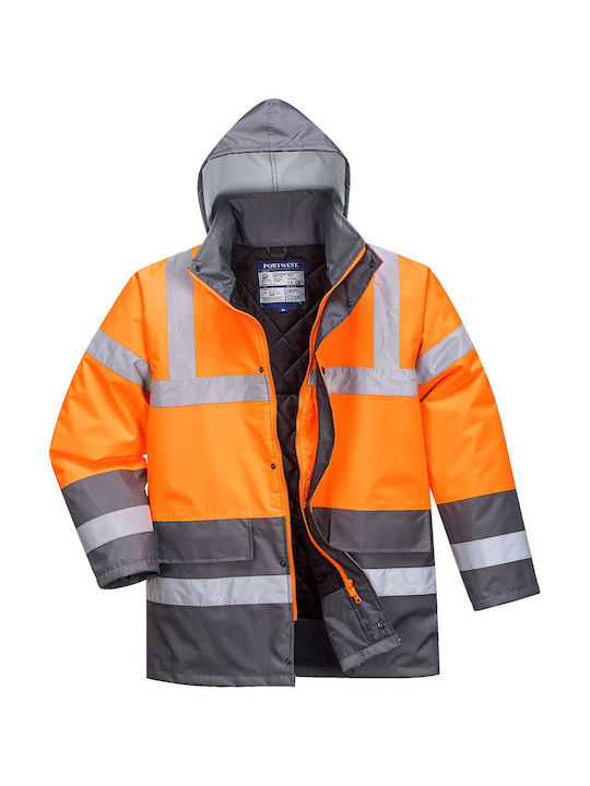 Portwest Work Jacket Reflective with Hood Orange