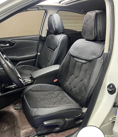 Set De Huse Scaune Auto Alcantara Rezistente La Apă Negre