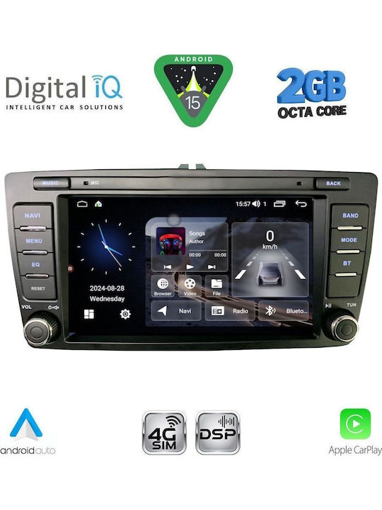 Digital IQ Auto-Audiosystem für Skoda Octavia 2005-2012 mit Klima (Bluetooth/USB/AUX/Eingebautes Wi-Fi / 3G/GPS/Apple CarPlay/Android Auto) mit Touchscreen 8"
