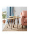 Round Side Coffee Table Cruz Made of Solid Wood Sapphire Oak 3 Pieces W33xL33xH46cm