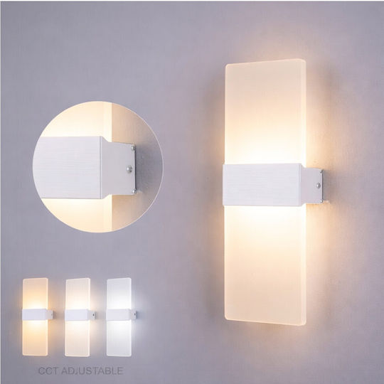 VenCore Modern Wall Lamp with Integrated LED and Warm to Cool White Light 5x30cm