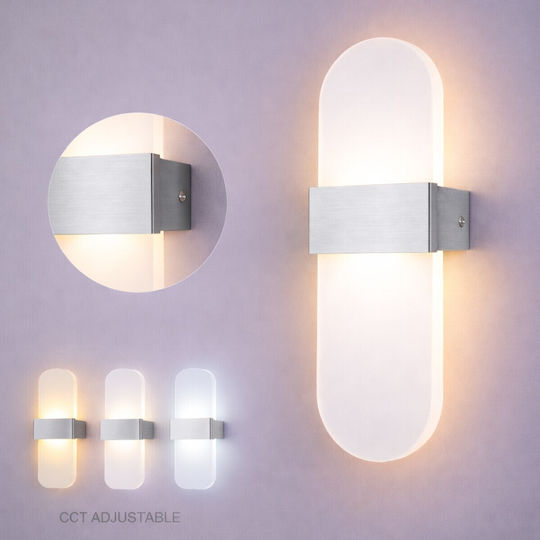 VenCore Modern Wall Lamp with Integrated LED and Adjustable White Light Silver 5x30cm