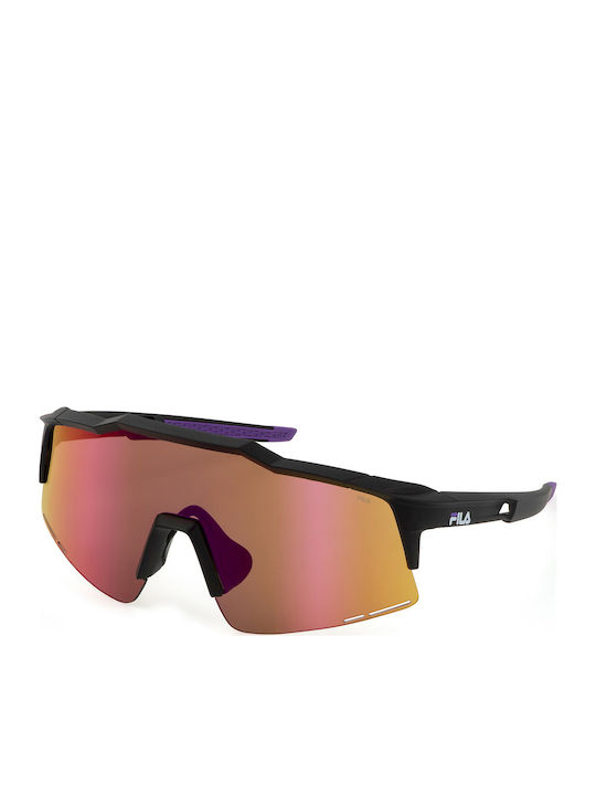 FILA Unisex Sunglasses with Red Horn-Rimmed Fra...