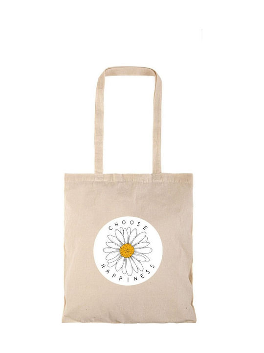 Einkaufstasche Natural Lange Griffe Choose Happiness
