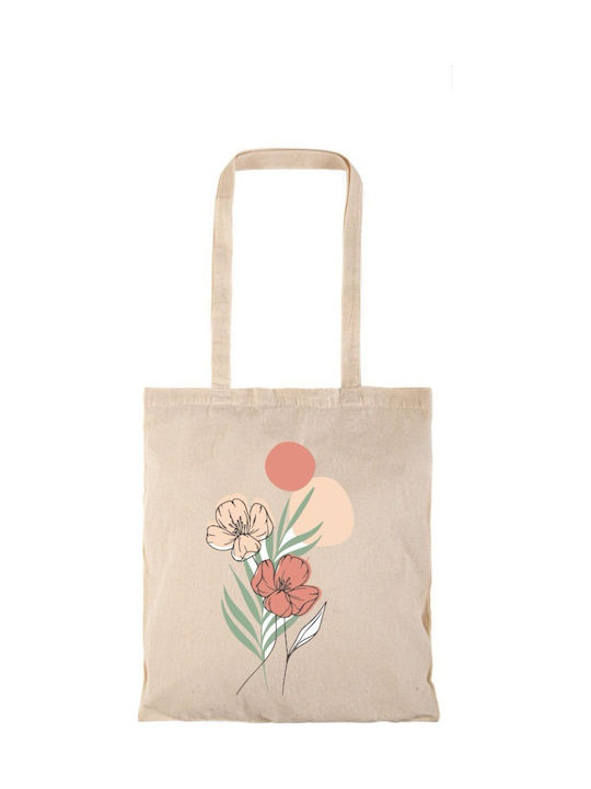 Einkaufstasche Natural Lange Griffe Flowers