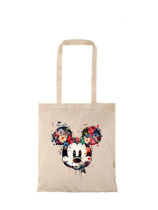 Shopping Bag Natural Long Handles Mickeyy