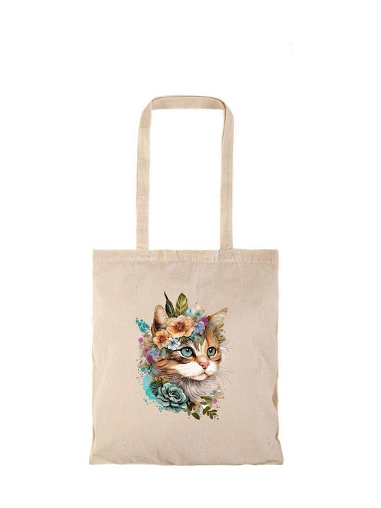 Geantă De Cumpărături Naturală Cu Mânere Lungi Sweet Cat