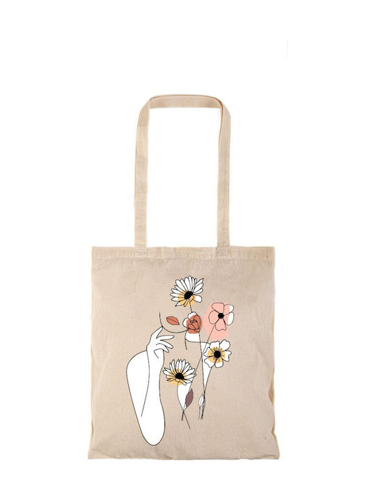 Geantă De Cumpărături Naturală Cu Mânere Lungi Flower Femei