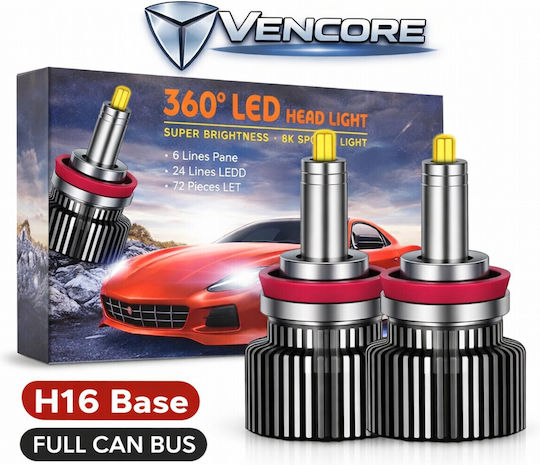 VenCore Car and Motorcycle Lamp H16 Canbus LED 6000K Cold White 12-24V 45W