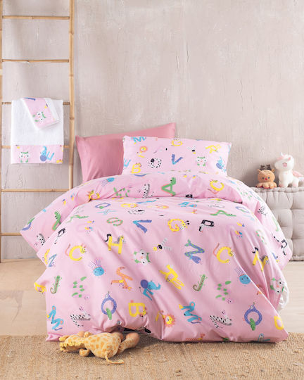 Rythmos Letterland Set Kids Pillowcases Made of 100% Cotton 50x70cm Pink