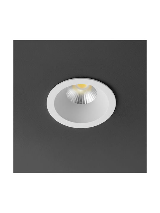 kelvo Metallic Recessed Spot with Built-in LED and Natural White Light White 4x4cm