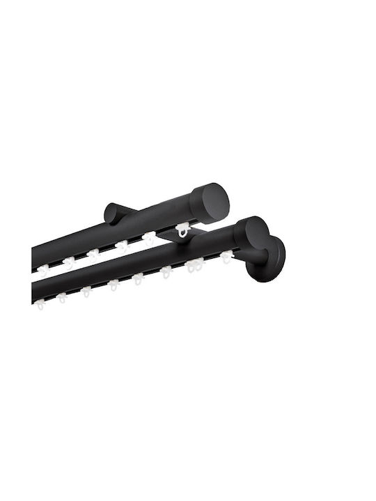 MRShome Toledo Two-Way Metallic Curtain Track in Black Colour 200cm MRS902BK200D