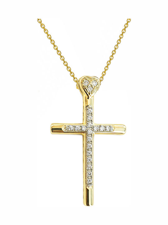 Kritsimis Gold Cross 14K Double Sided with Chain