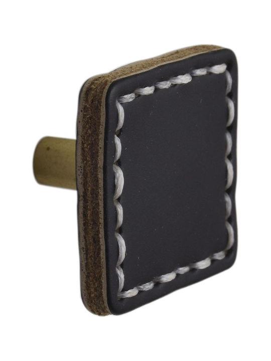 Buton Mobilier Din Piele În Culoare Neagră