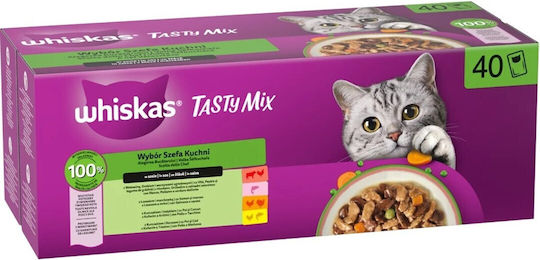 Whiskas Tasty Mix Υγρή Τροφή για Γάτες 40x85gr