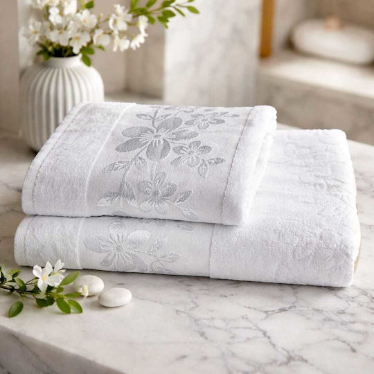 Kotonia Home Σετ Πετσέτες Μπάνιου 2τμχ White Βάρους 420gr/m²