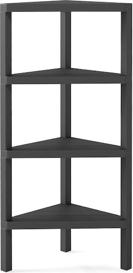 Costway Corner Bookshelf 4 Tiers Open Shelves Freestanding Black 99 x 33 x 46 cm Jz10425bk