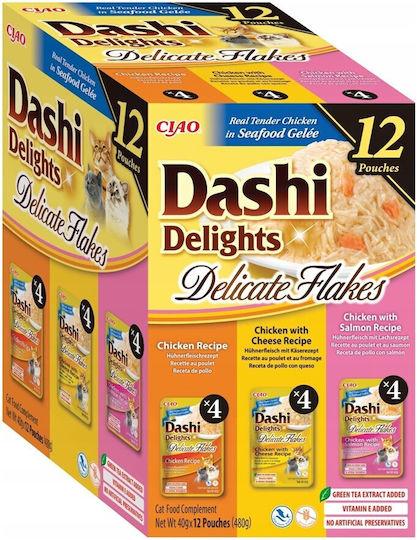 Inaba Dashi Delights Delicate Flakes Chicken Mix Wet Cat Food 12x40g