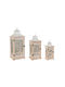 Lianos Set White Wooden Lanterns 3 Pieces