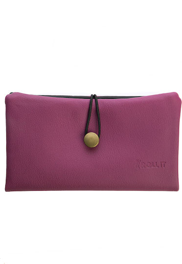 Rollit Tobacco Pouch Made of Purple Artificial Leather Handmade with Button 18x9.5cm