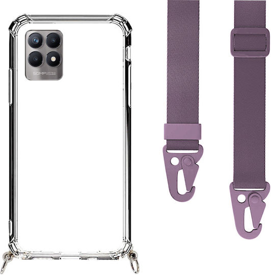 Husă Telefon Transparentă Curea Mov Realme 8i