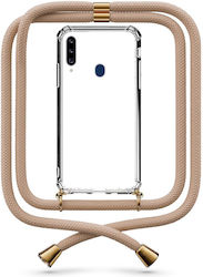 Калъф за мобилен телефон Прозрачен Каишка Бежов Galaxy A20s Калъф за мобилен телефон Прозрачен Каишка Бежов Galaxy A20s