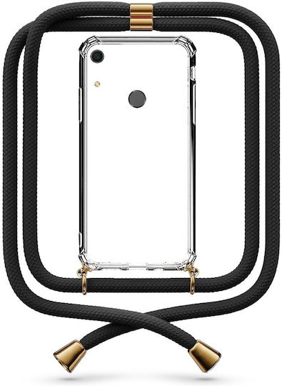Handyhülle Transparent mit Nackenriemen Schwarz Huawei Y6s