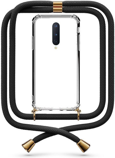 Transparente Handyhülle mit Nackenriemen Schwarz für OnePlus 8