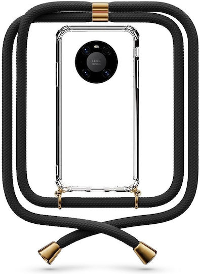 Handyhülle Transparent mit Nackenriemen Schwarz Huawei Mate 40