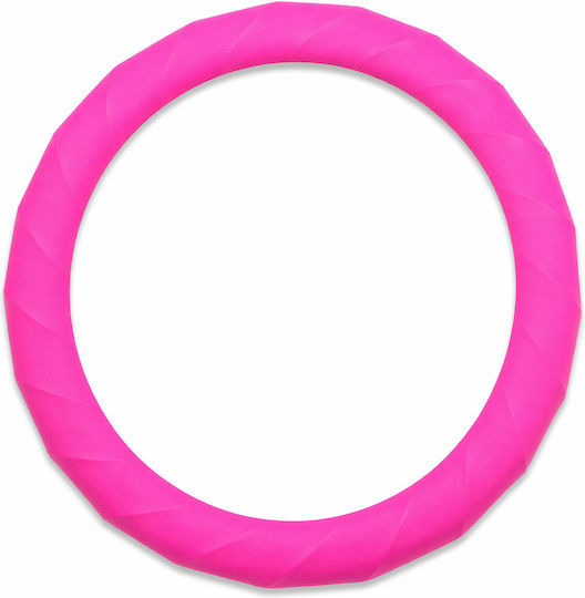 Car Steering Wheel Cover Pink 37-39cm PVC & Rubber Anti-Slip Universal Grip