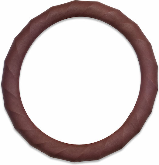 Κάλυμμα Τιμονιού Αυτοκινήτου Καφέ 37-39cm Pvc & Καουτσούκ Αντιολισθητικό Universal