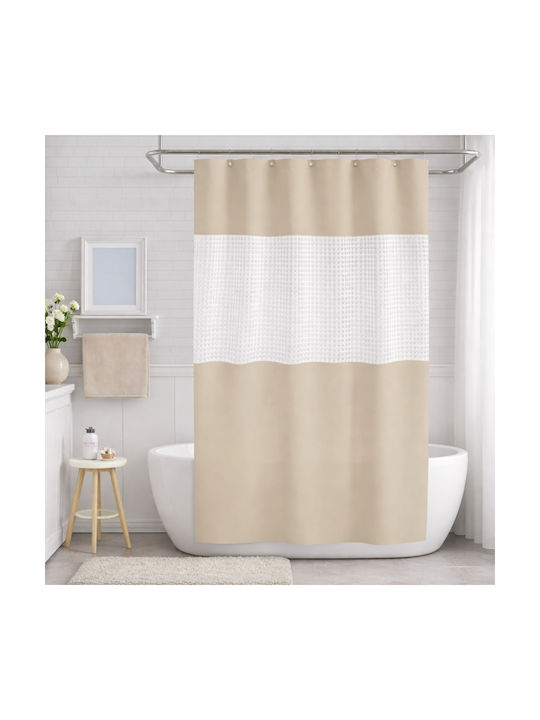 My Home Luxury Fabric Shower Curtain 180x180cm Beige
