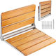 Scaun de Duș Rabatabil Montat pe Perete Maro Oțel Inoxidabil Lemn Max 100 Kg Dimensiuni Deschise 408 X 340 X 270 Mm