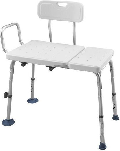 Scaun Duș Cadă Mâner Spătar Persoane cu Dizabilități Max 180 Kg Antiderapant Aluminiu Înălțime Reglabilă Fante pentru Perdea